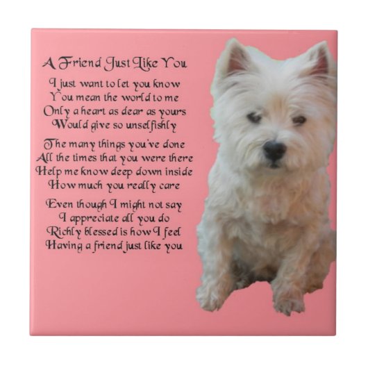 West Highland Terrier Friend Poem Tile Tegeltje (Voorkant)