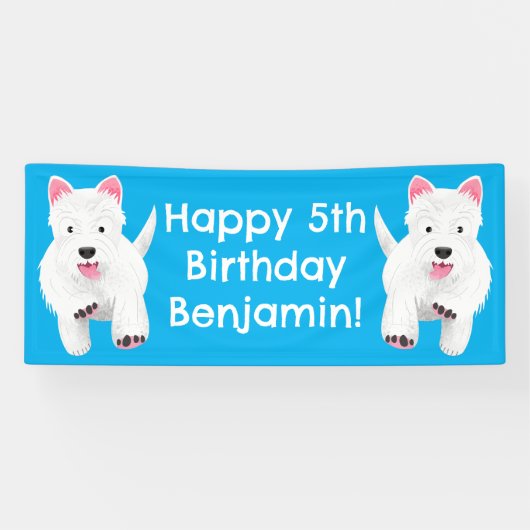 West highland terrier gepersonaliseerde verjaardag spandoek (Horizontaal)