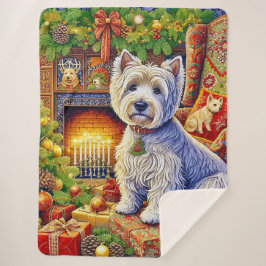 West Highland Terrier Holiday  Sherpa Blanket Deken