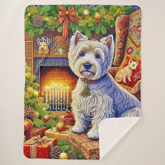 West Highland Terrier Holiday  Sherpa Blanket Sherpa Deken (Voorkant)