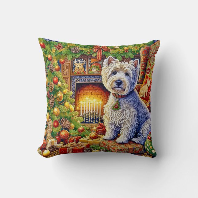 West Highland Terrier Holiday Throw Pillow Kussen (Voorkant)