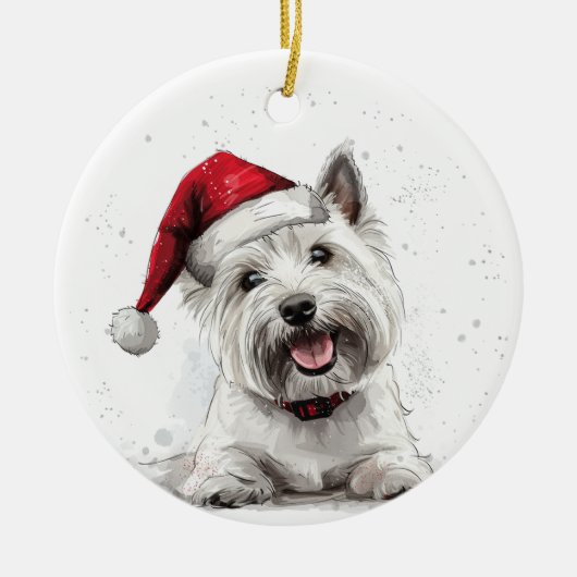 West Highland Terrier hond Kerst aangepast Keramisch Ornament (Voorkant)