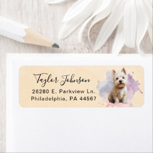 West Highland Terrier-hond retouradres Etiket