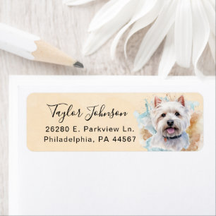 West Highland Terrier-hond retouradres Etiket