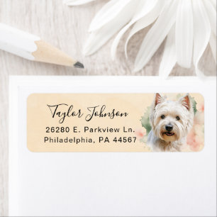 West Highland Terrier-hond retouradres Etiket