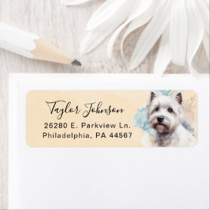 West Highland Terrier-hond retouradres Etiket