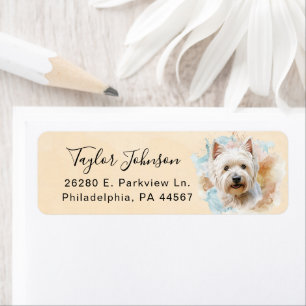 West Highland Terrier-hond retouradres Etiket