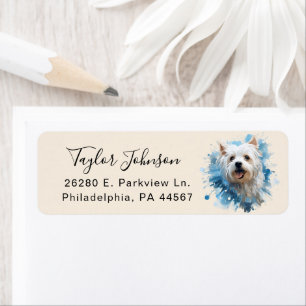 West Highland Terrier-hond retouradres Etiket
