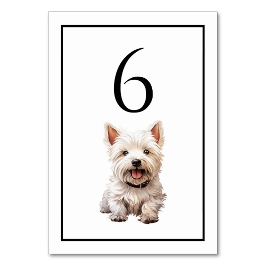 West Highland Terrier hond watercolor tafelnummer (Voorkant)