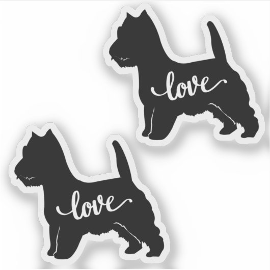 West Highland Terrier Hondenras Love x2 Vinyl Sticker (Voorkant)