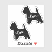 West Highland Terrier Hondenras Love x2 Vinyl Sticker (Vel)