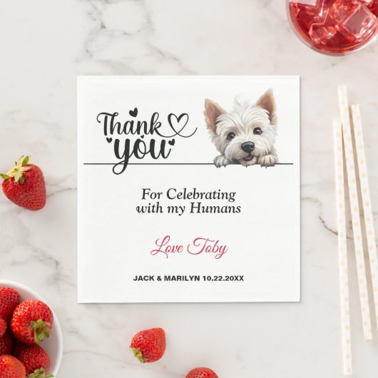 West Highland Terrier Huwelijks Servetten met Foto (Insitu)