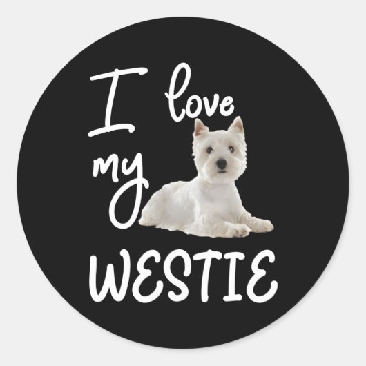 West Highland Terrier I Love My Westie Ronde Sticker (Voorkant)