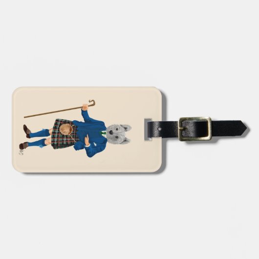 West Highland Terrier in Kilt 2 Bagagelabel (Voorkant horizontaal)