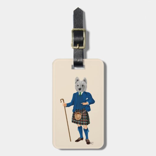 West Highland Terrier in Kilt 2 Bagagelabel (Voorkant verticaal)