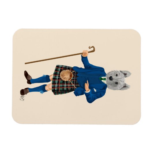 West Highland Terrier in Kilt 2 Magneet (Horizontaal)