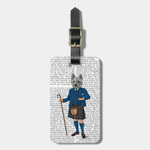West Highland Terrier in Kilt 3 Bagagelabel