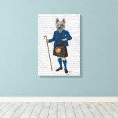 West Highland Terrier in Kilt Canvas Afdruk (Insitu (Houten vloer))