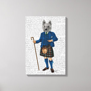 West Highland Terrier in Kilt Canvas Afdruk