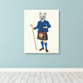 West Highland Terrier in Kilt Canvas Afdruk (Insitu (Houten vloer))