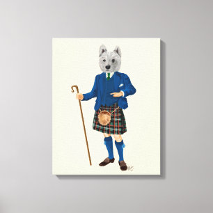 West Highland Terrier in Kilt Canvas Afdruk