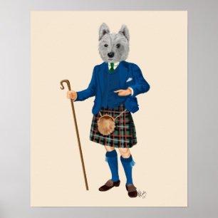 West Highland Terrier in Kilt Poster