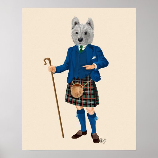 West Highland Terrier in Kilt Poster (Voorkant)