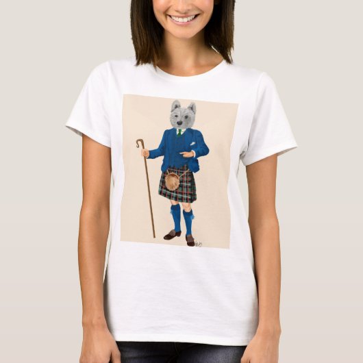 West Highland Terrier in Kilt T-shirt (Voorkant)