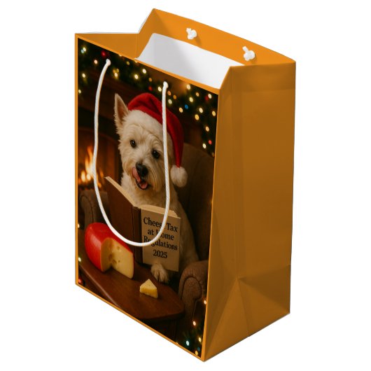West highland Terrier Kerstcadeautas Medium Cadeauzakje (Achterkant Gekanteld)
