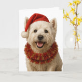 West Highland Terrier Kerstkaart Kaart (Gele Bloem)
