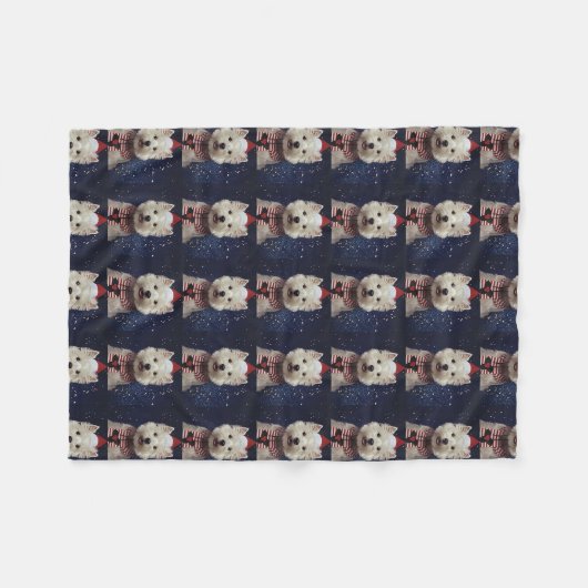 West Highland Terrier Kerstmis Blanket Fleece Deken (Voorkant (Horizontaal))