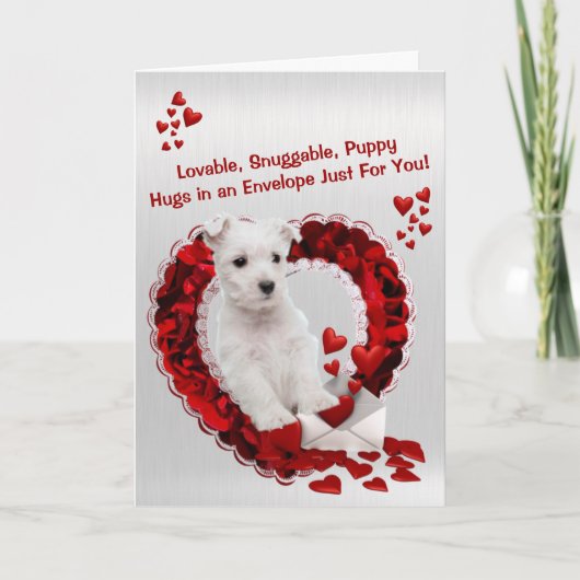 West Highland Terrier Lovable Snuggable Puppy Hugs Feestdagen Kaart (Voorkant)