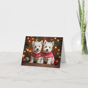 West Highland Terrier Puppies Kerst Kaart