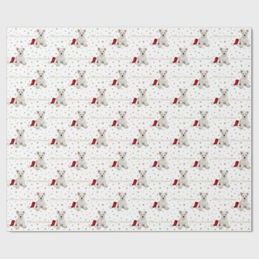 West Highland Terrier Puppy and Stars Kerstmis Cadeaupapier (Vlak)