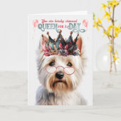 West Highland Terrier Queen for Day Funny Birthday Kaart (Gele Bloem)