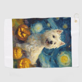 West Highland Terrier Schattige Hond Halloween Jac Golfhanddoek (Horizontaal)