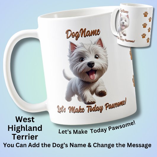 West Highland Terrier, voeg de naam van de hond to Koffiemok