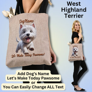 West Highland Terrier, voeg de naam van de hond to Tote Bag
