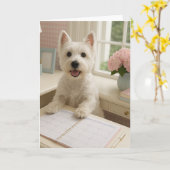 West Highland Terrier Wenskaart - Blank Kaart (Gele Bloem)