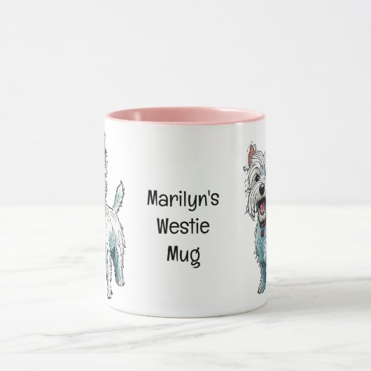 West Highland Terrier, Westie. bewerkbaar Mok (Midden)