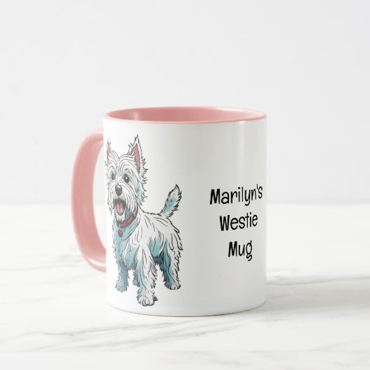 West Highland Terrier, Westie. bewerkbaar Mok (Voorkant links)