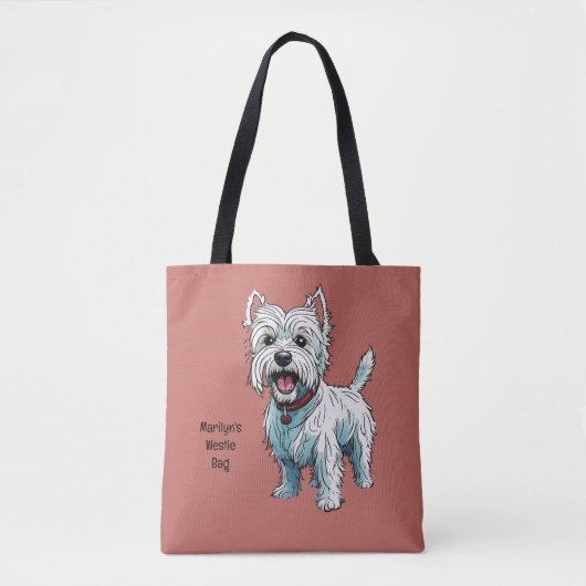 West Highland Terrier, Westie. bewerkbaar Tote Bag (Voorkant)