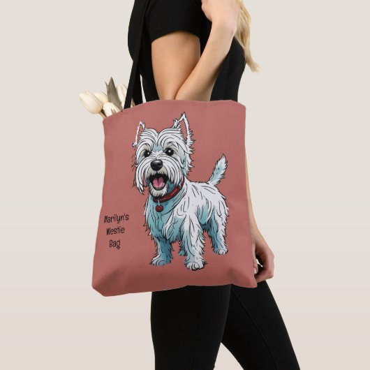 West Highland Terrier, Westie. bewerkbaar Tote Bag (Dichtbij)