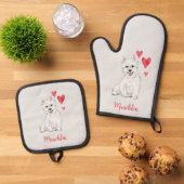 West Highland Terrier White Fur Westie Ovenwant & Pannenlap Set (Top down)