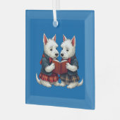 West Highland Terriers Burns Night Reading Poetry Glas Ornament (Voorkant links)