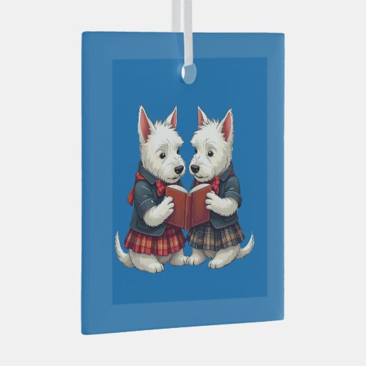 West Highland Terriers Burns Night Reading Poetry Glas Ornament (Voorkant Rechts)