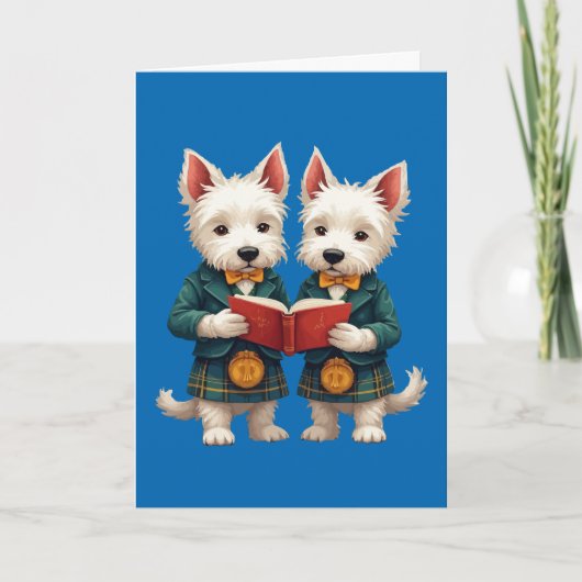 West Highland Terriers Burns Supper Reading Poetry Feestdagen Kaart (Voorkant)