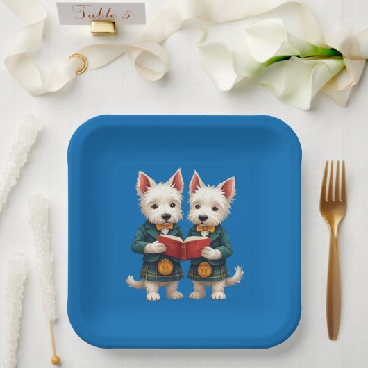 West Highland Terriers Burns Supper Reading Poetry Papieren Bordje (Huwelijk)