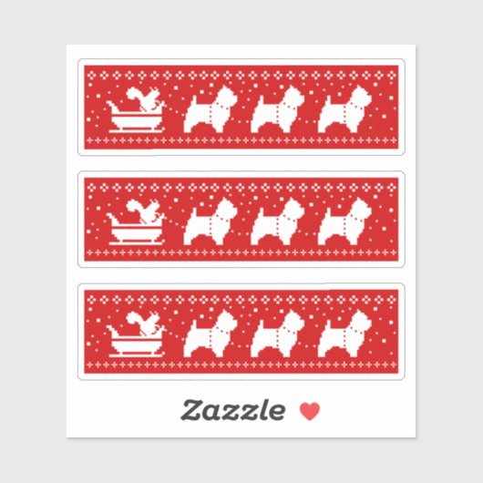 West Highland Terriers Kerst Sleigh Honden Sticker (Vel)