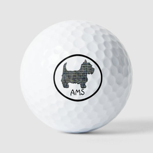 West Highland Westie Dog Silhouette Monogram Grid Golfballen (Voorkant)